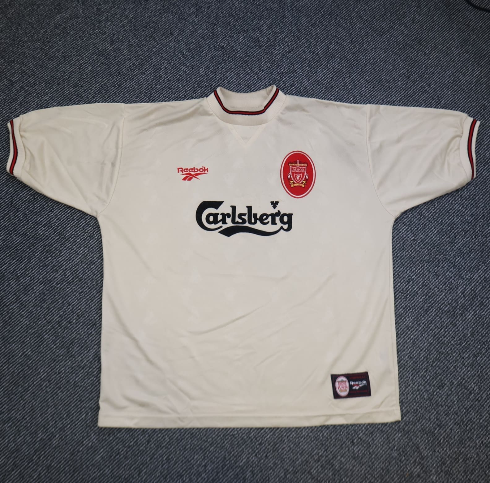 Vintage Liverpool Shirt 2XL Beige Away Kit 1996 1997 Reebok Jersey 46/48 90s