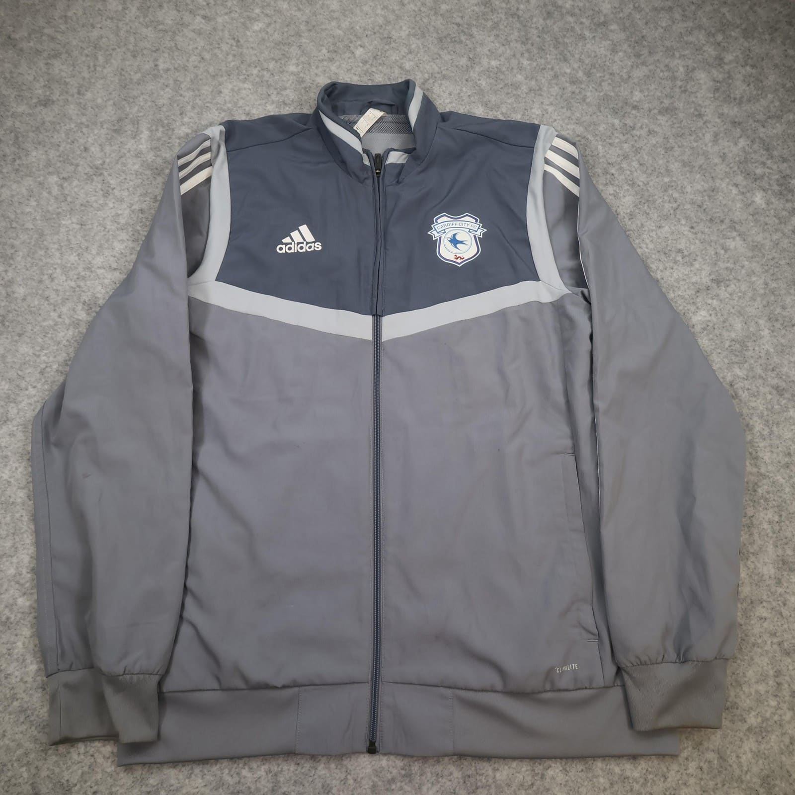 Cardiff City Jacket Mens Large Grey EFL Football Adidas Track Top 2019 2020
