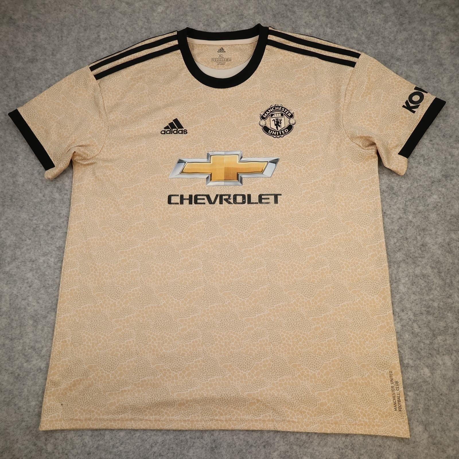 Manchester United Away Shirt Mens XL Beige 2019 2020 Soccer Adidas Jersey
