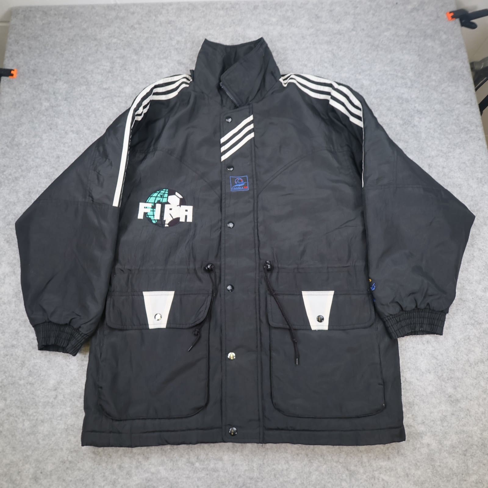 Vintage Football Jacket Extra Large Black 1998 Fifa World Cup Padded Official