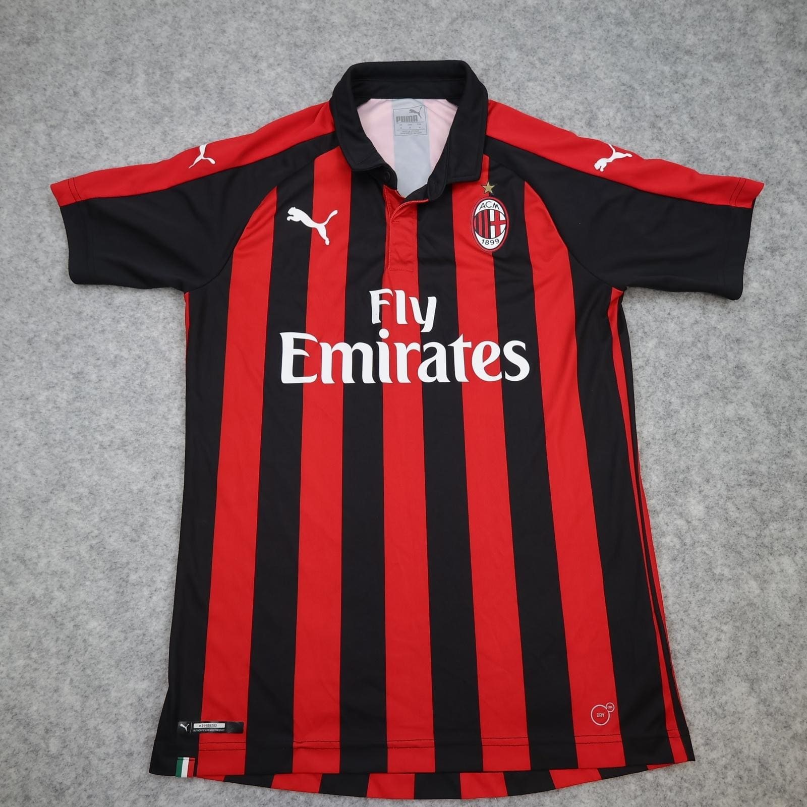 AC Milan Shirt Mens Medium Red Black Home 2018 2019 Football Puma Fly Emirates