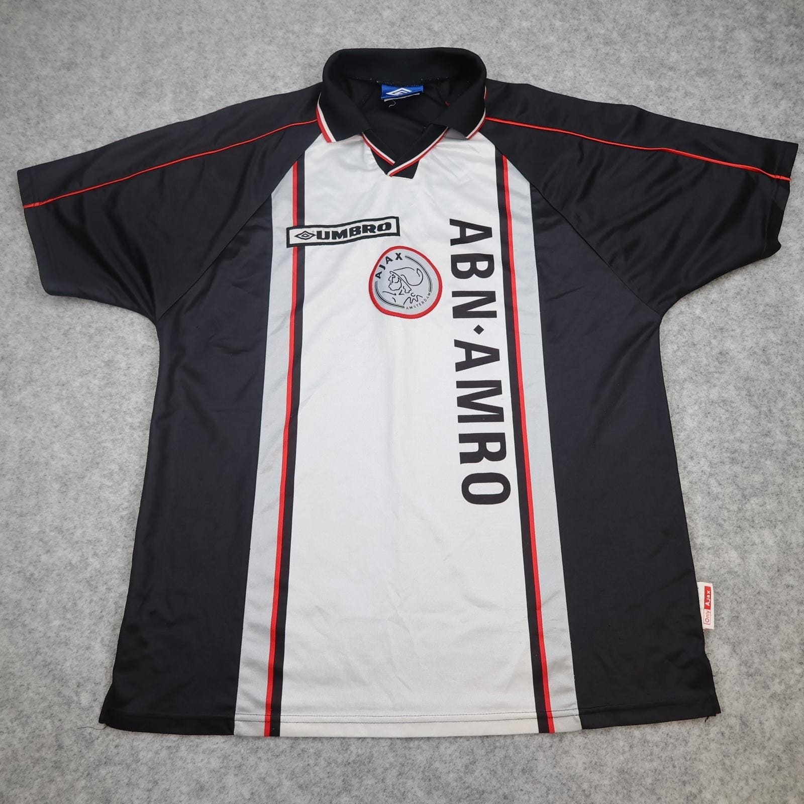 Vintage Ajax Shirt Mens Large Black Away 1998 1999 Umbro ABN AMRO 90s Jersey