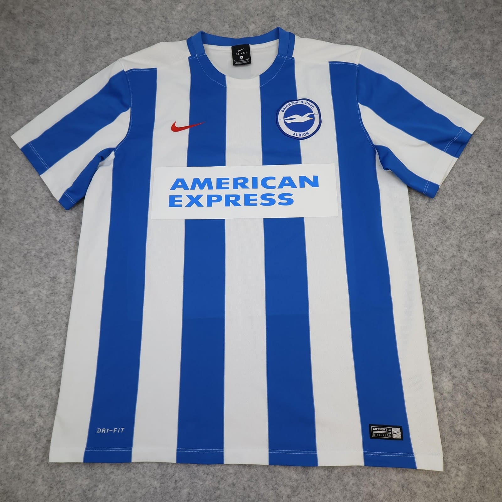 Brighton & Hove Albion Shirt Mens Large Blue Home 2016 2017 Nike Soccer Jersey