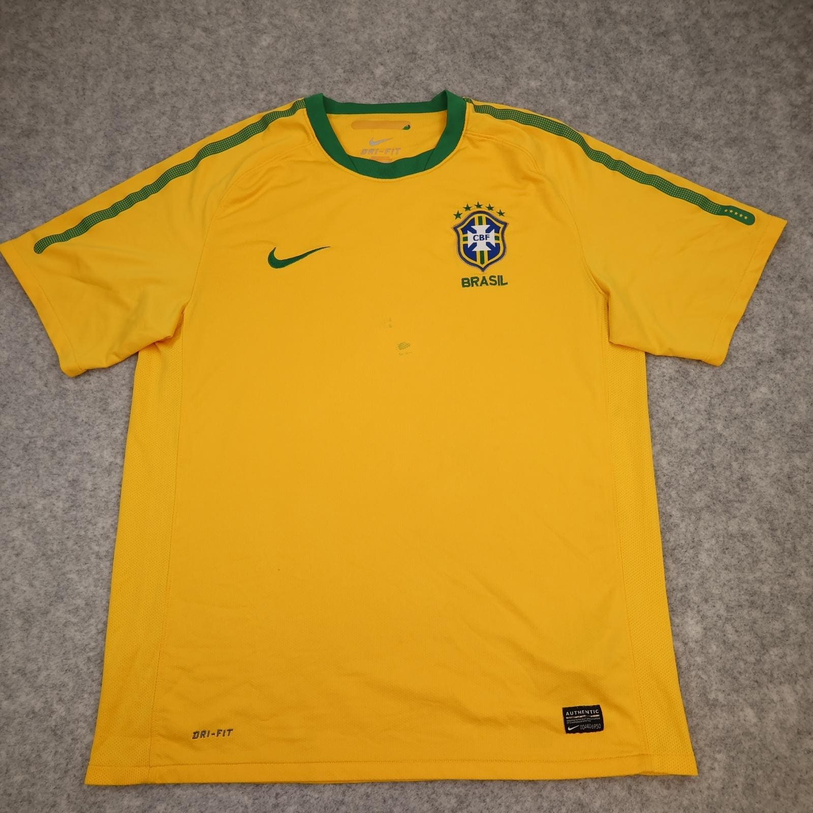 Brazil Home Shirt Mens Large Yellow 2010 2011 Nike Dri Fit Soccer Jersey Top