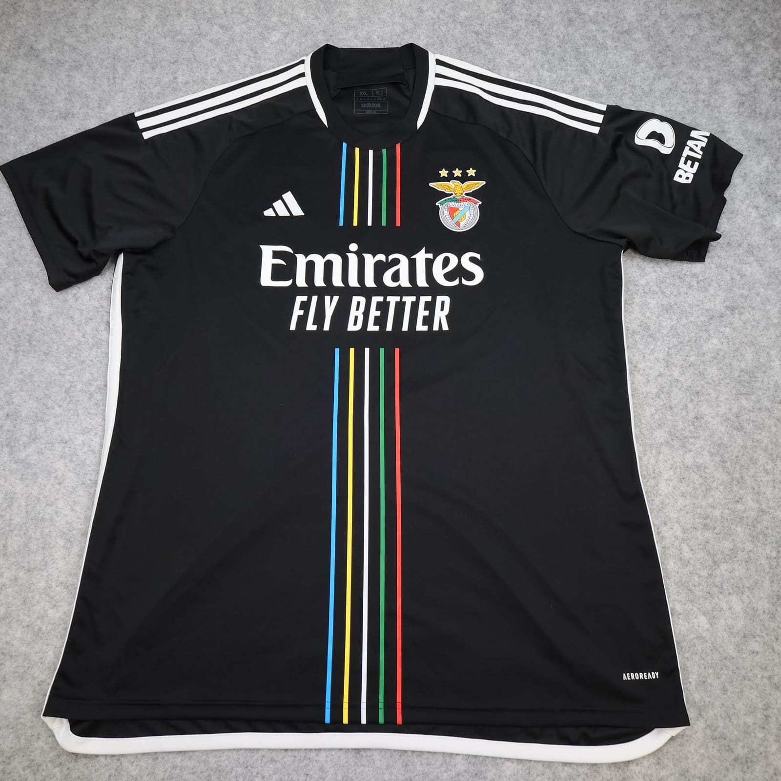 Benfica Shirt Mens 2XL Black 2023 2024 Football Adidas Emirates Jersey 120 Years