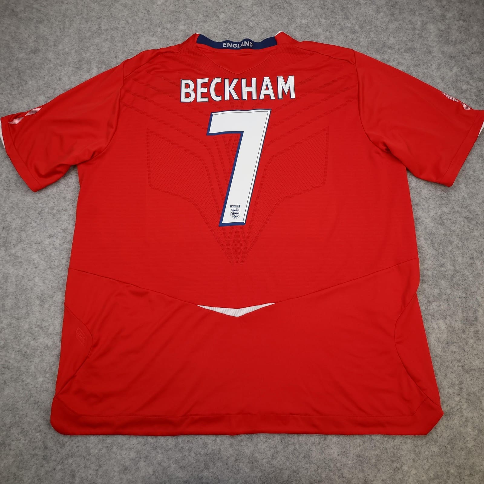 England Away Shirt Mens 2XL Red 2008 2010 Football Umbro Beckham 7 Jersey Top