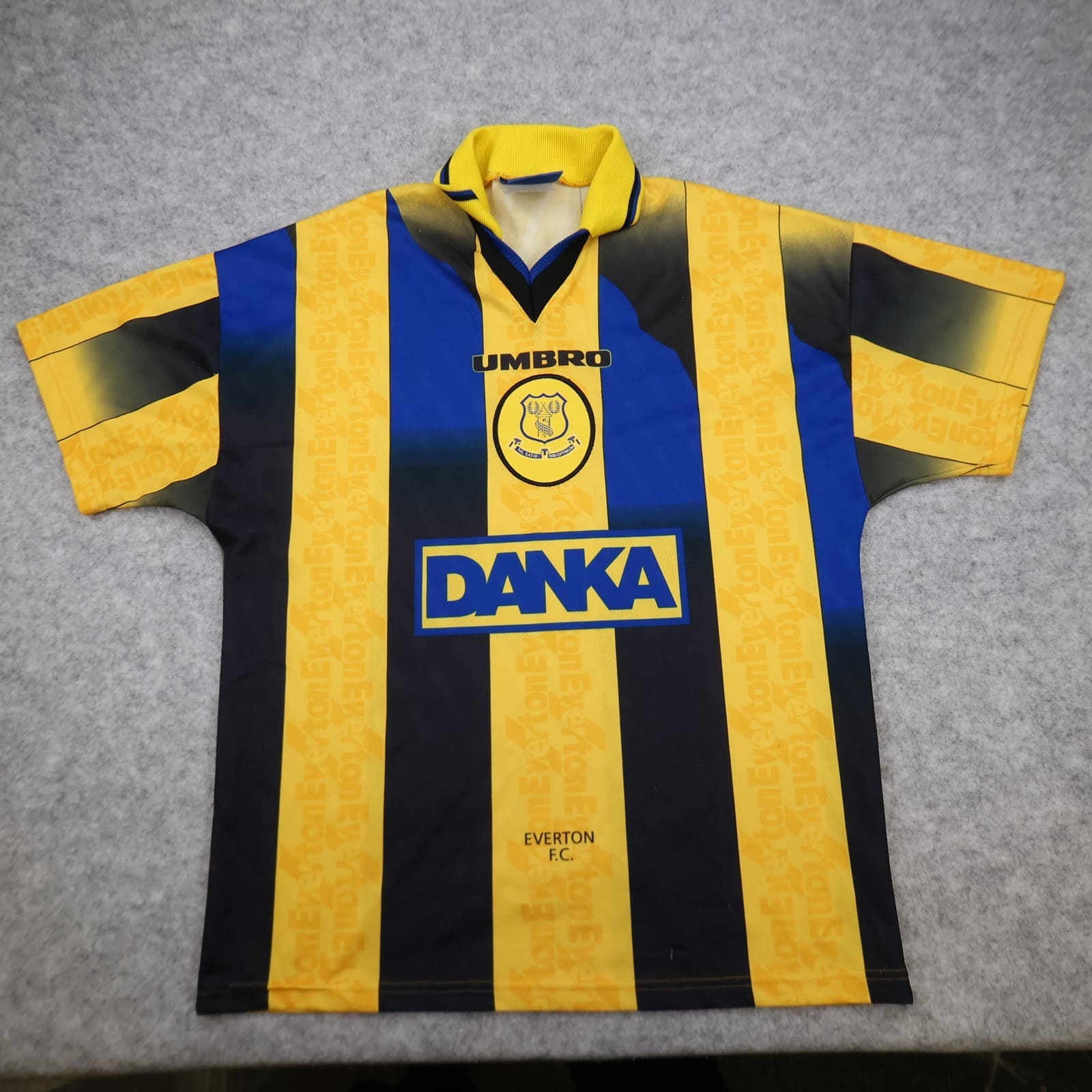 Vintage Everton Shirt Medium Yellow Away Kit 1996 1998 Away Soccer Jersey 3076