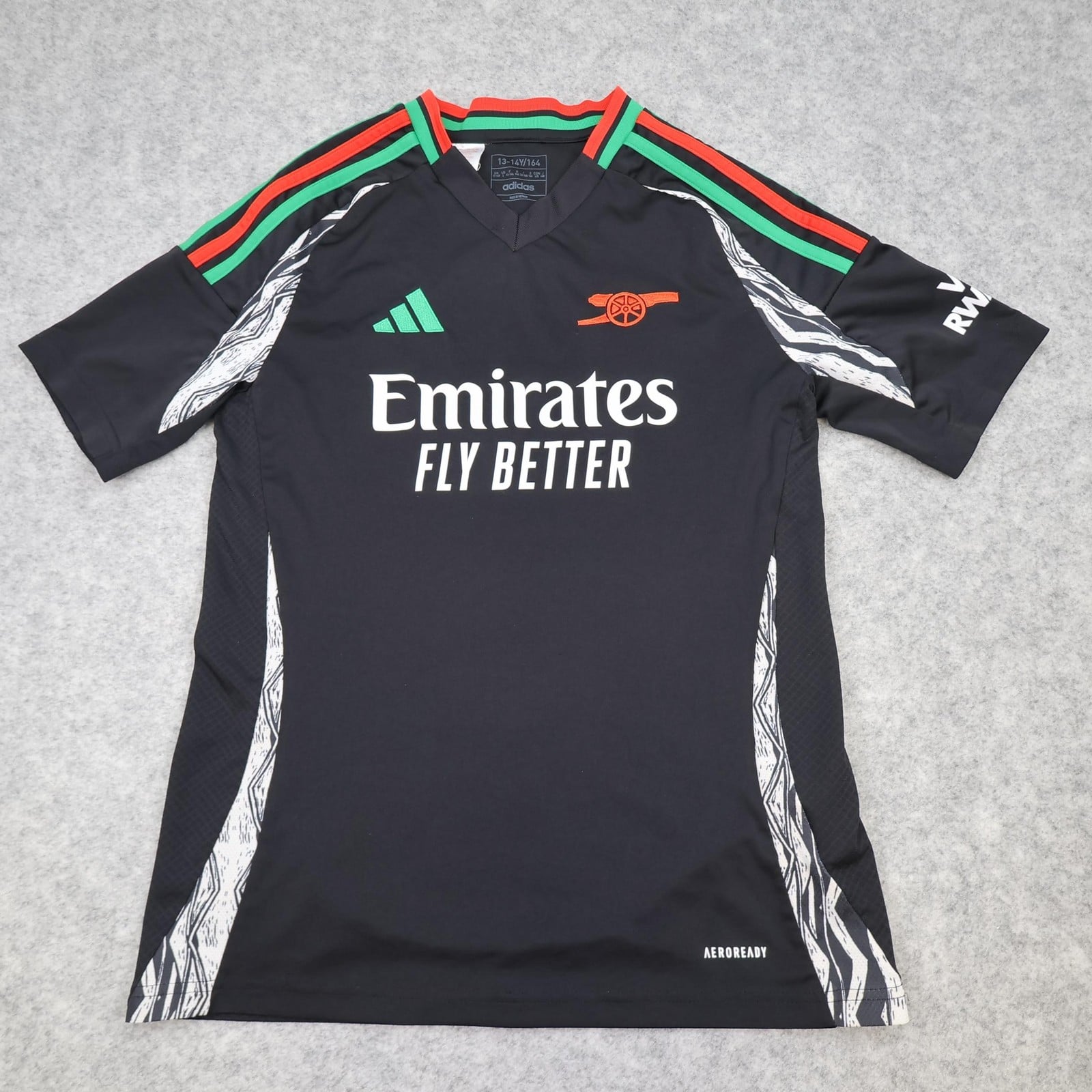 Arsenal Shirt Away Kids 13-14 Years Youth Black 2024 2025 Adidas Soccer Jersey