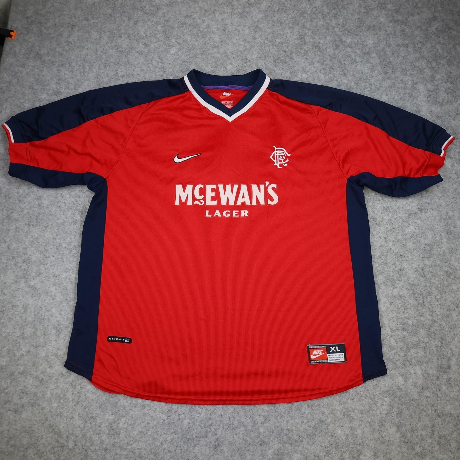 Vintage Rangers Shirt Mens XL Red Away 1997 1999 Football Nike McEwan's Jersey