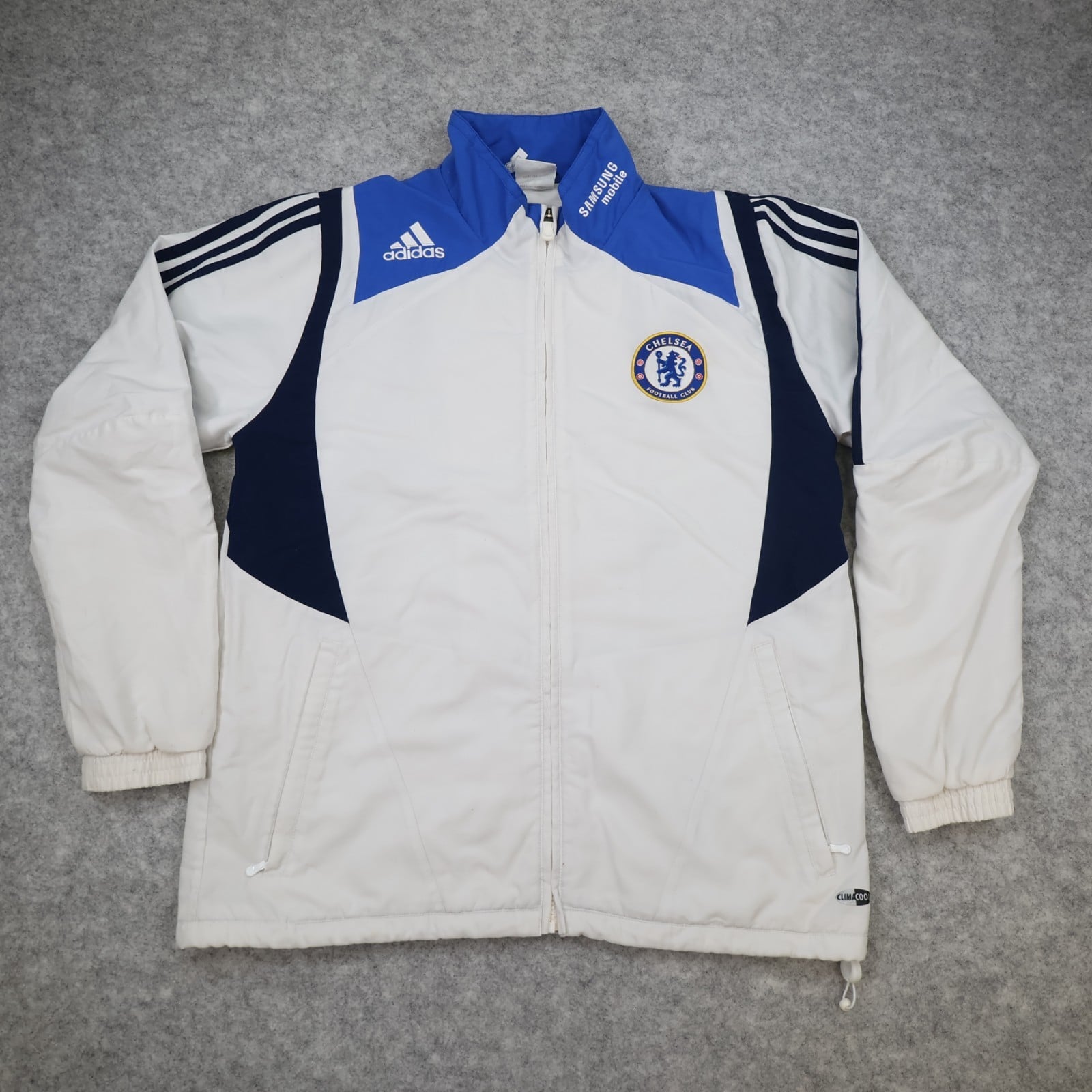 Chelsea Football Jacket Medium White Training Tracksuit Top Zip Adidas 2007 2008