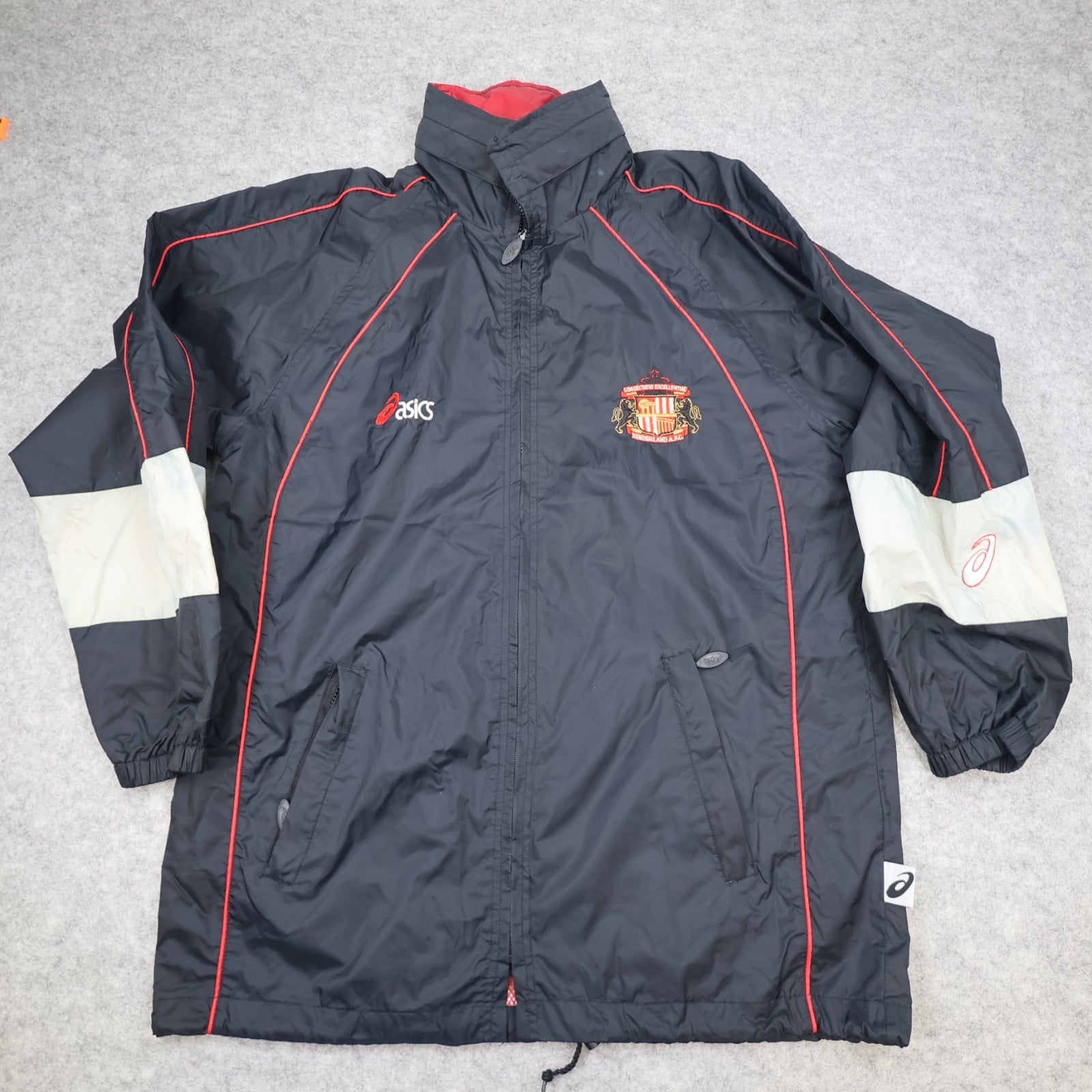 Vintage Sunderland Jacket Small Rain Coat 1997 1998 Asics Soccer Hooded 46"