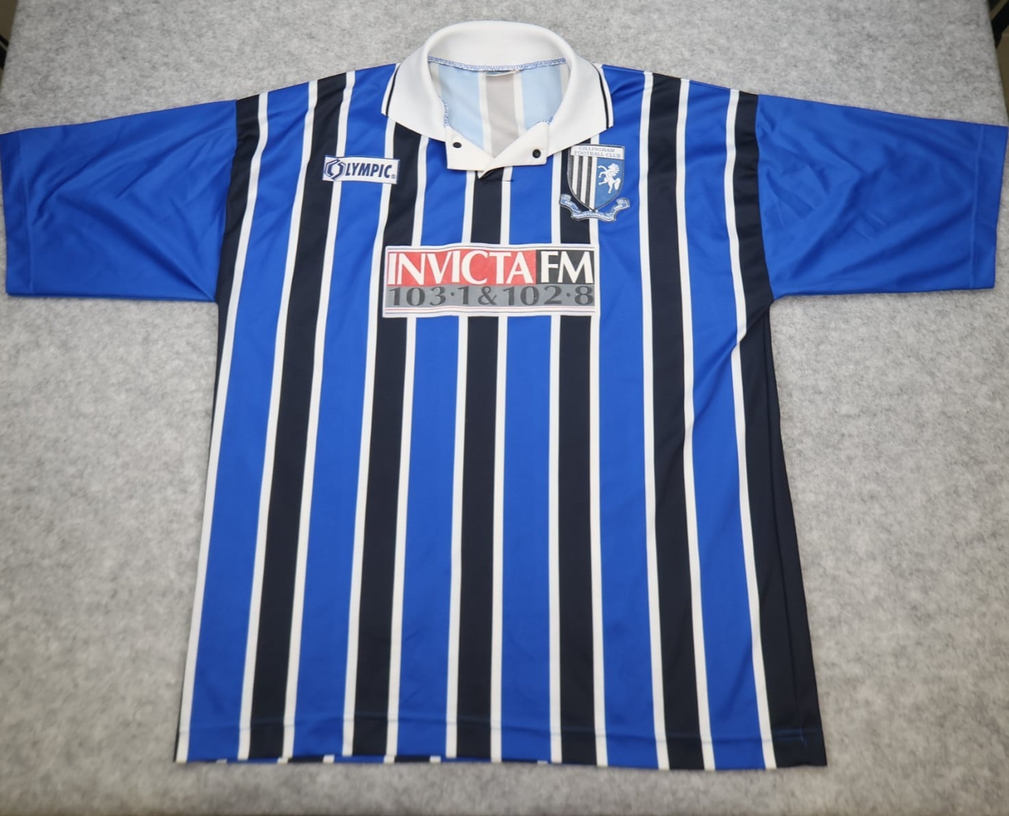Vintage Gillingham FC Shirt Extra Large Blue Black Home Kit 1995 1996 Olympic
