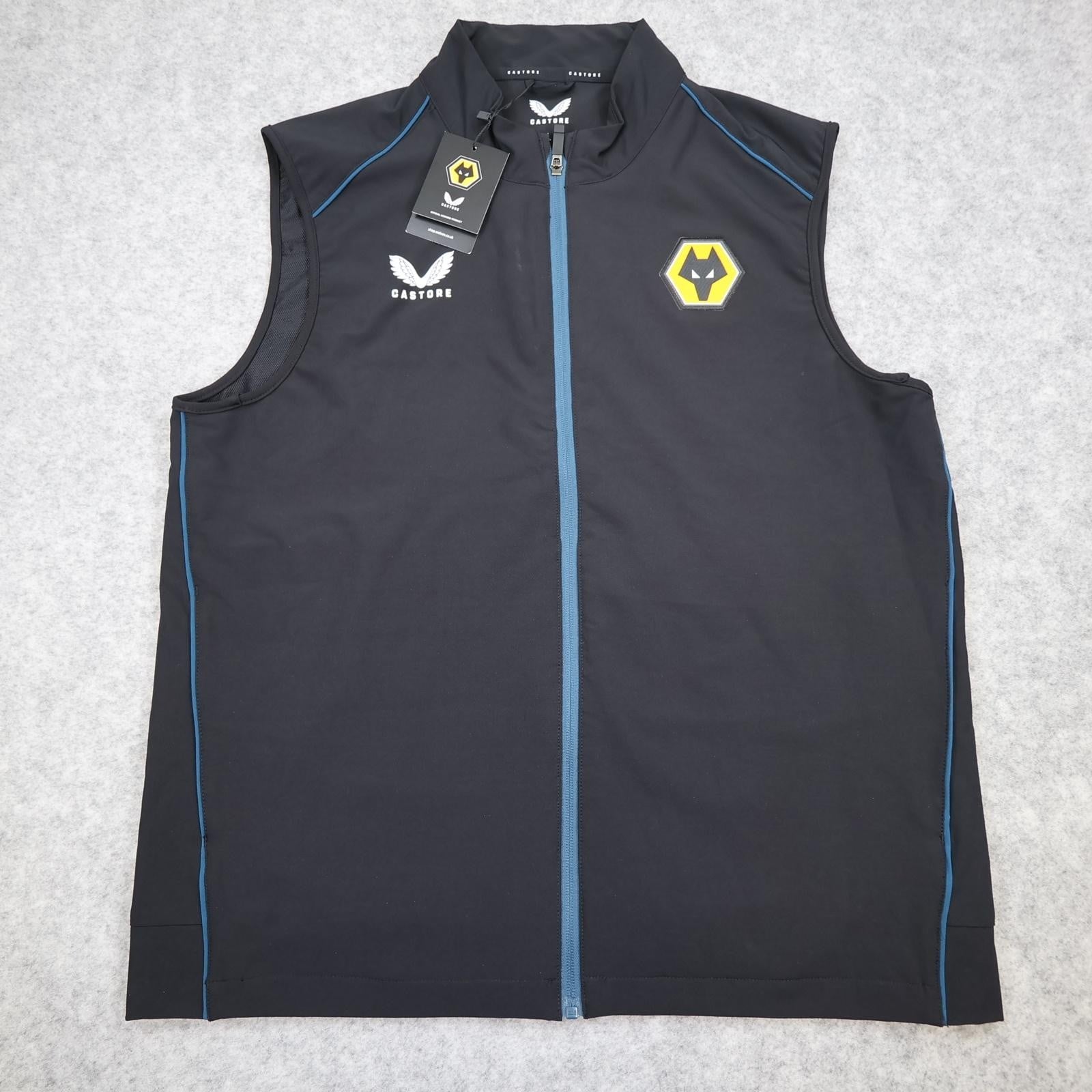 Wolverhampton Wanderers Gilet Mens Large Black EPL Football Castore Training