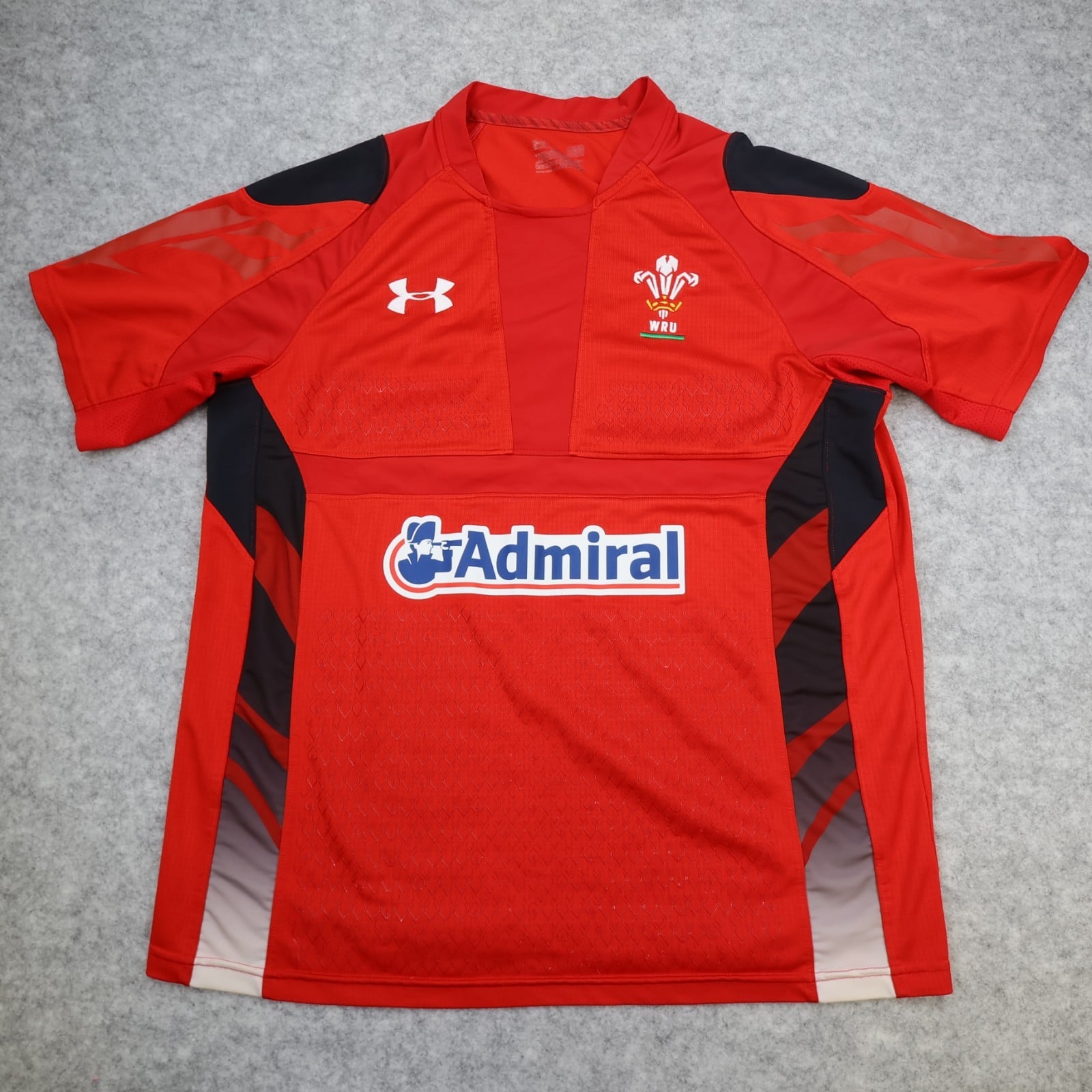 Wales Rugby Shirt Large Red Home Kit 2013 2014 Under Armour Jersey Admiral 43"