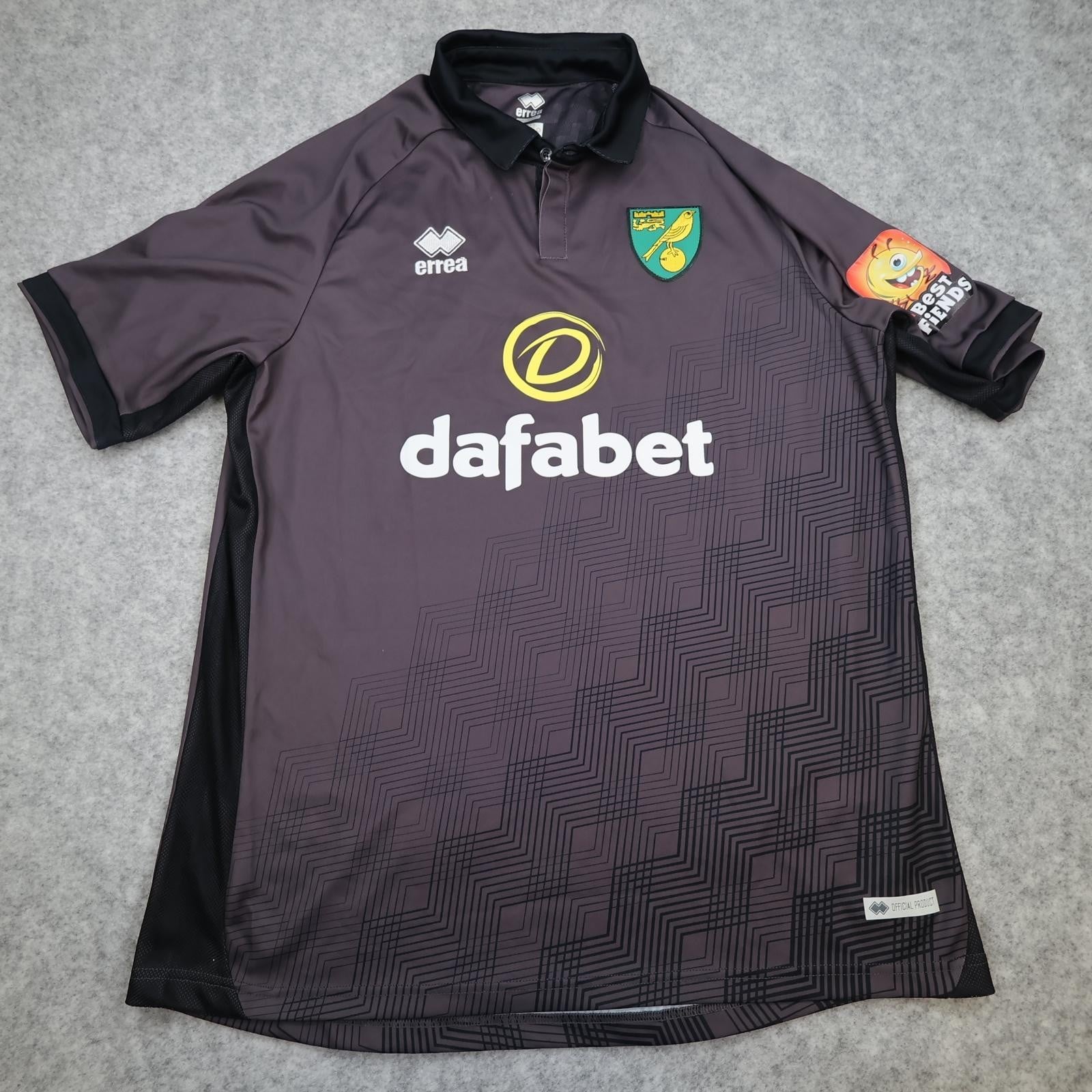 Norwich City Shirt Mens 3XL Grey Third Kit 2019 2020 Errea Dafabet Jersey
