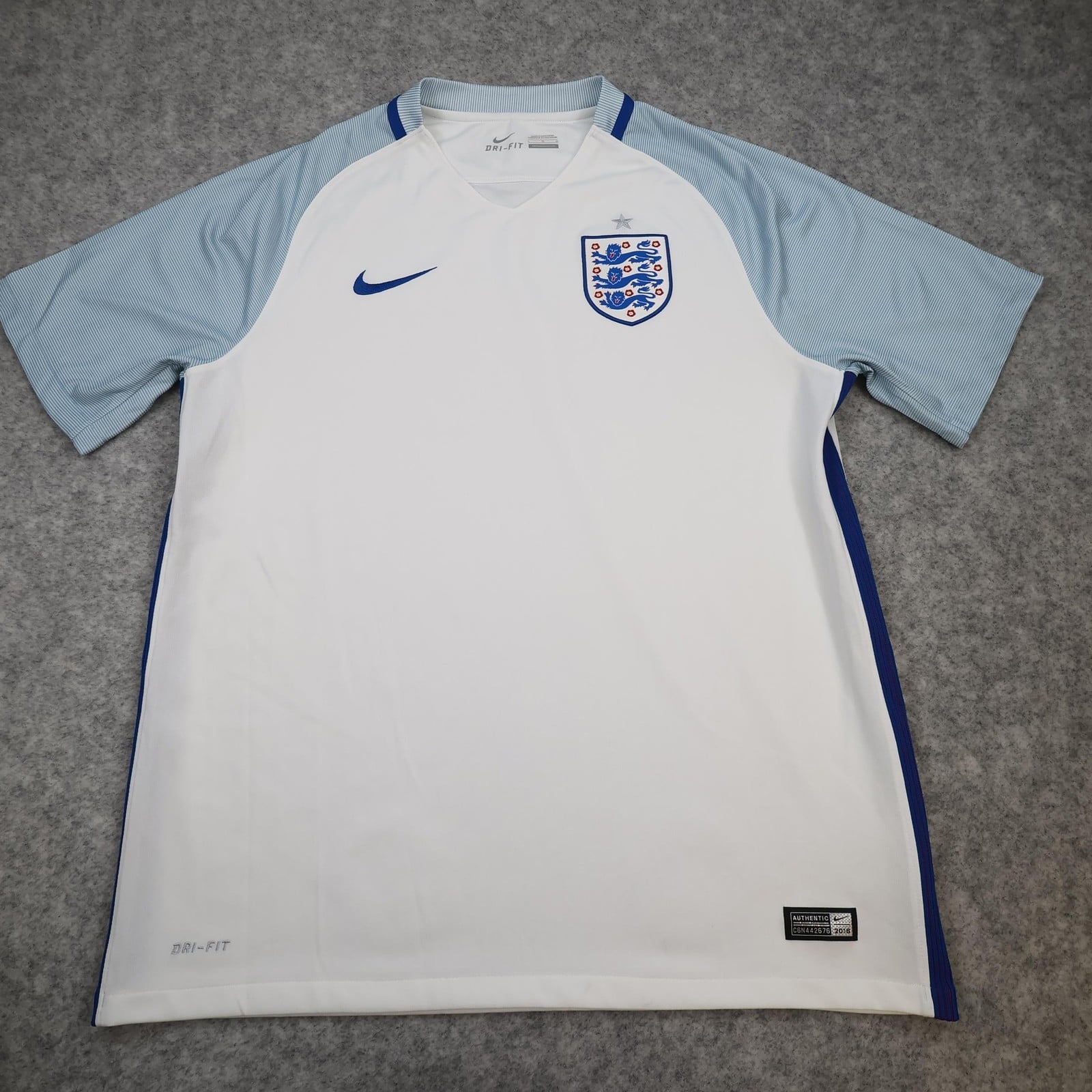 England Home Shirt Mens Large White 2016 2017 Football Nike Dri Fit Jersey Top