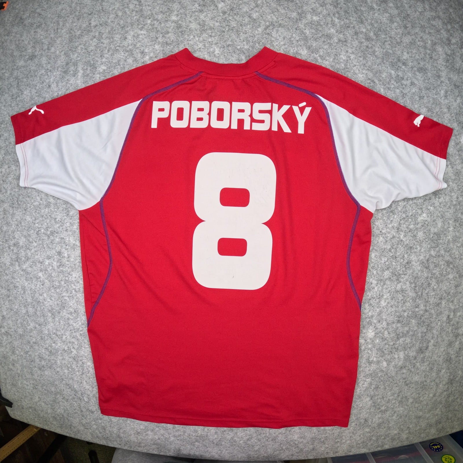 Czech Republic Football Shirt Large Red Home 2004 2005 PUMA Poborský 8 Jersey