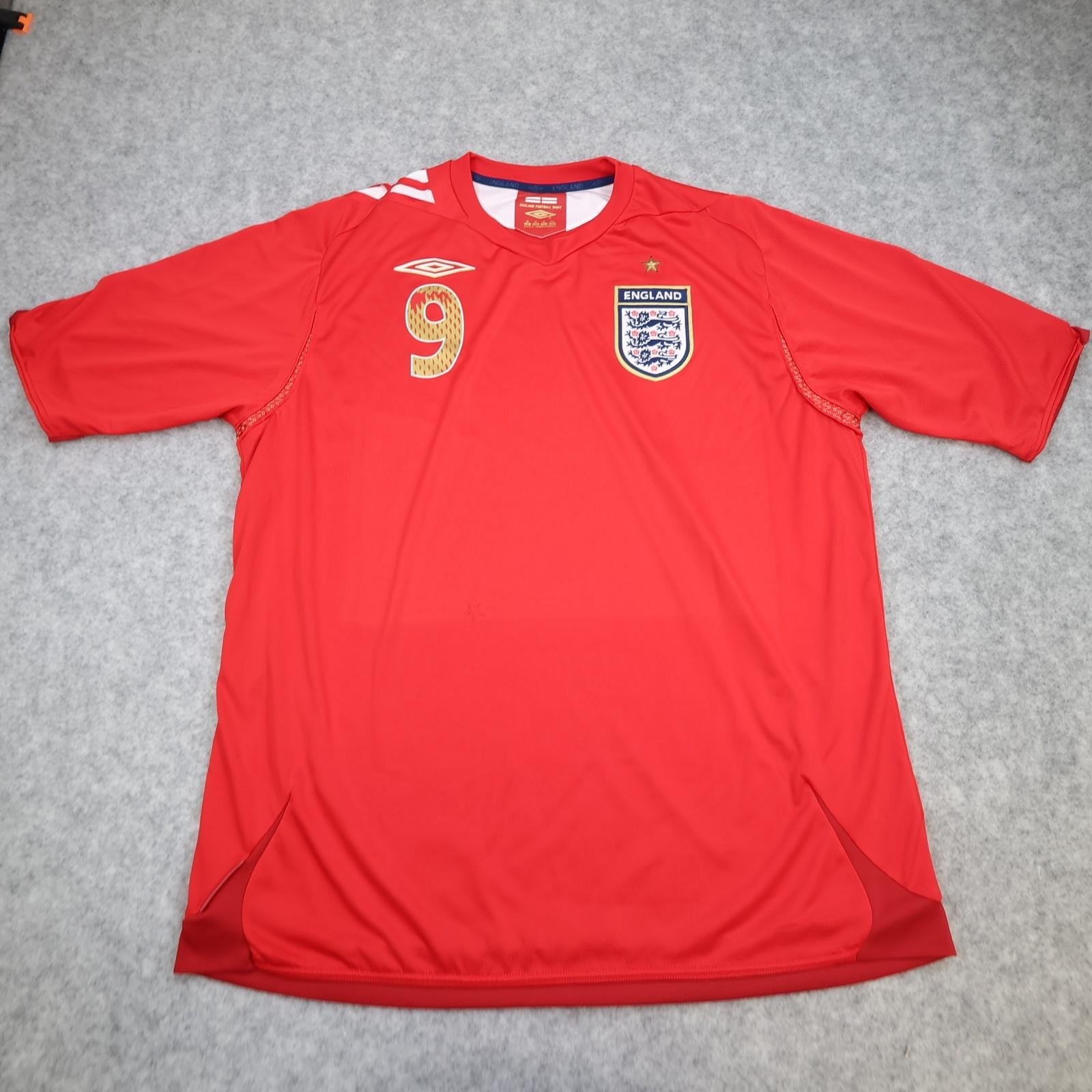 England Away Shirt Mens XL Red 2006 2008 Football Umbro Soccer Jersey Top 00s