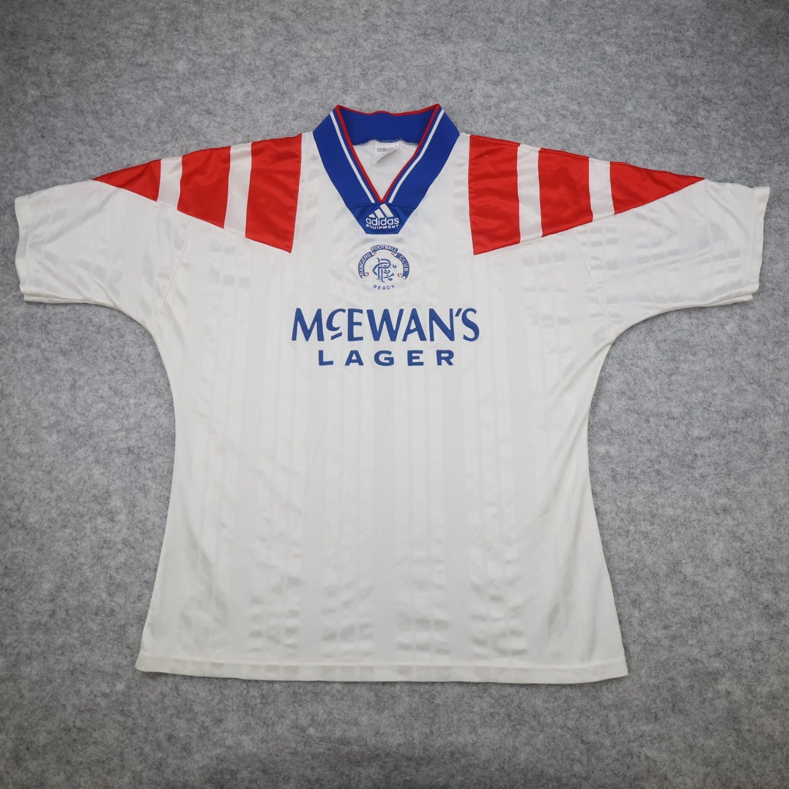 Vintage Rangers Football Shirt Large White Away Kit 1992 1994 Adidas Jersey