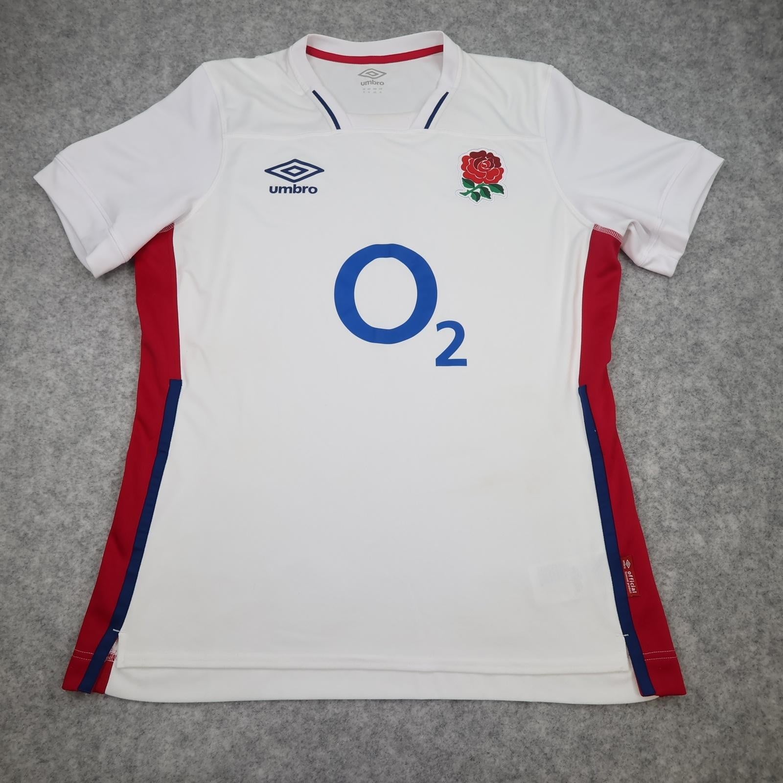 England Rugby Shirt Mens XL White Home Rugby Union Umbro O2 2020 2021 Jersey