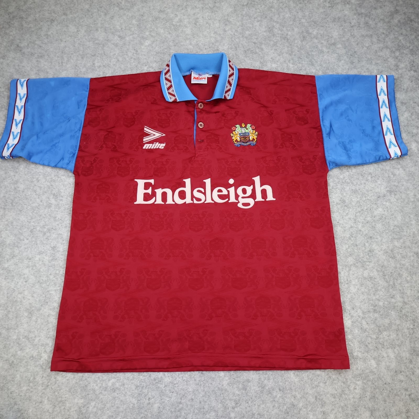 Vintage Burnley Football Shirt Mens Claret Home 1993 1995 Mitre Football