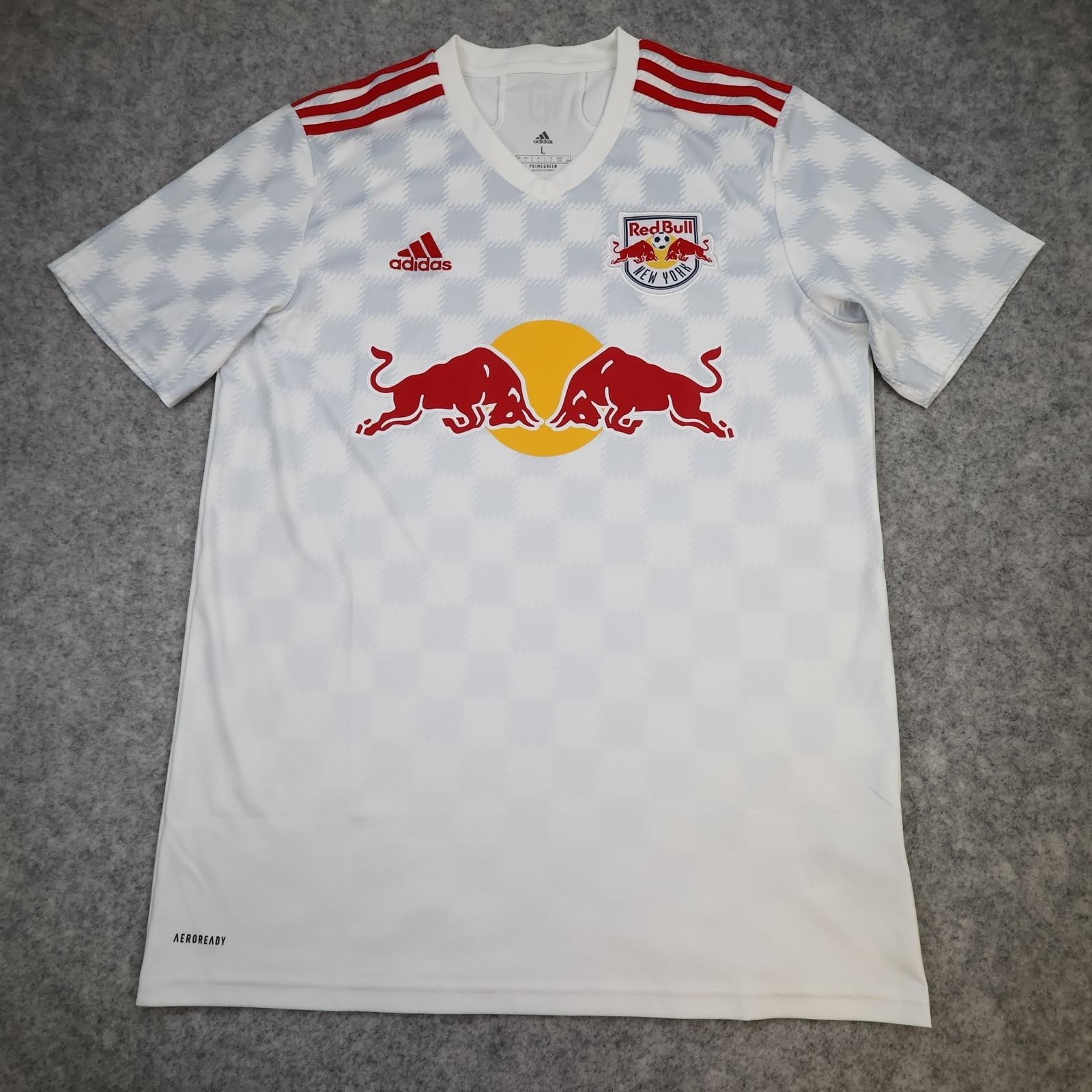 New York Red Bulls Shirt Mens Large White Home 2021 2022 MLS Adidas Jersey