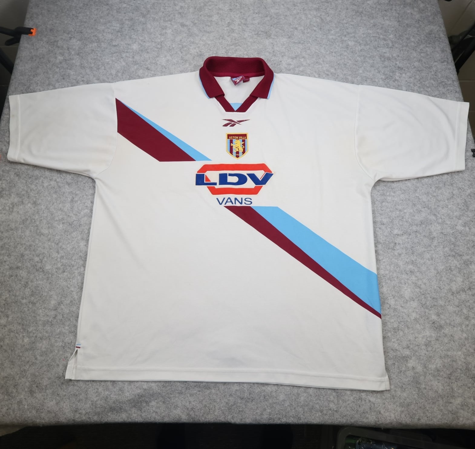 Vintage Aston Villa Shirt 2XL White Away Kit 1999 2000 Reebok Jersey 46/48"
