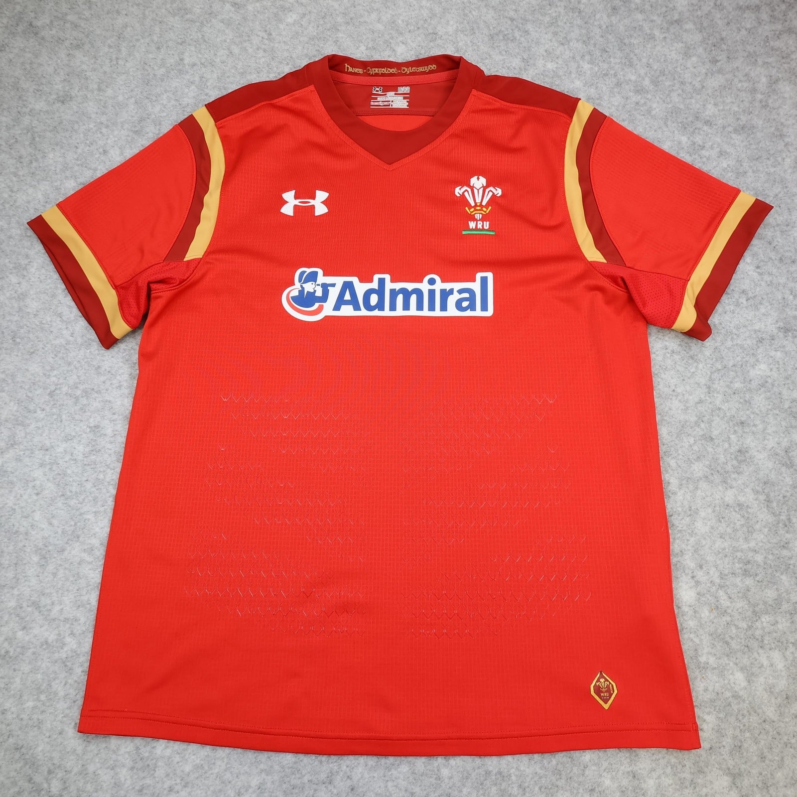 Wales Rugby Shirt Mens Large Red Rugby Union Under Armour Admiral 2016 Jersey