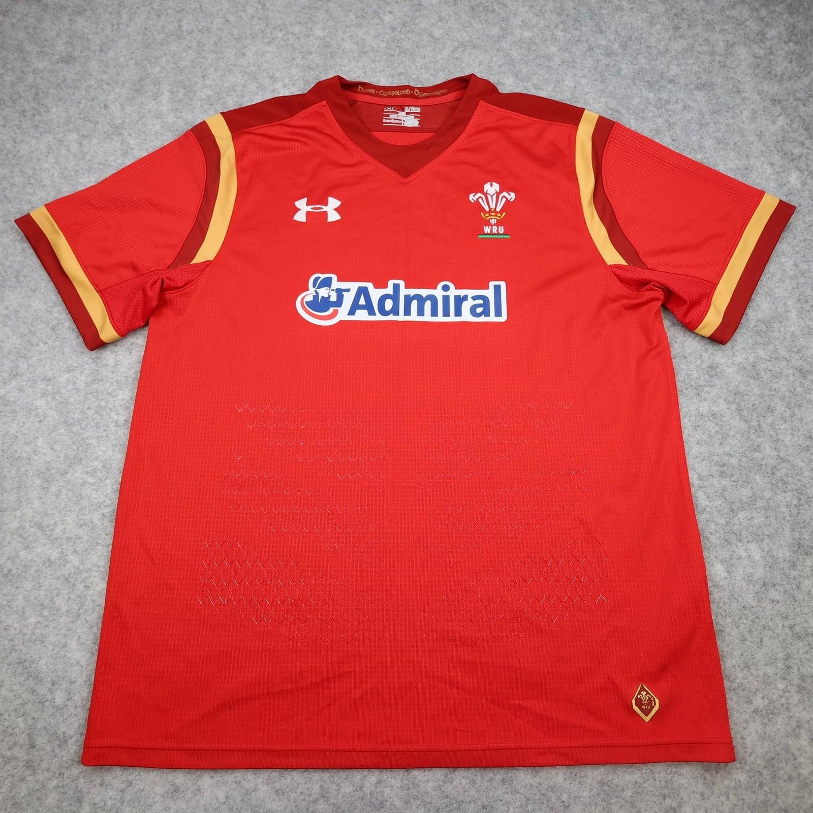 Wales Rugby Shirt Mens XL Red Rugby Union Under Armour Admiral 2016 Jersey