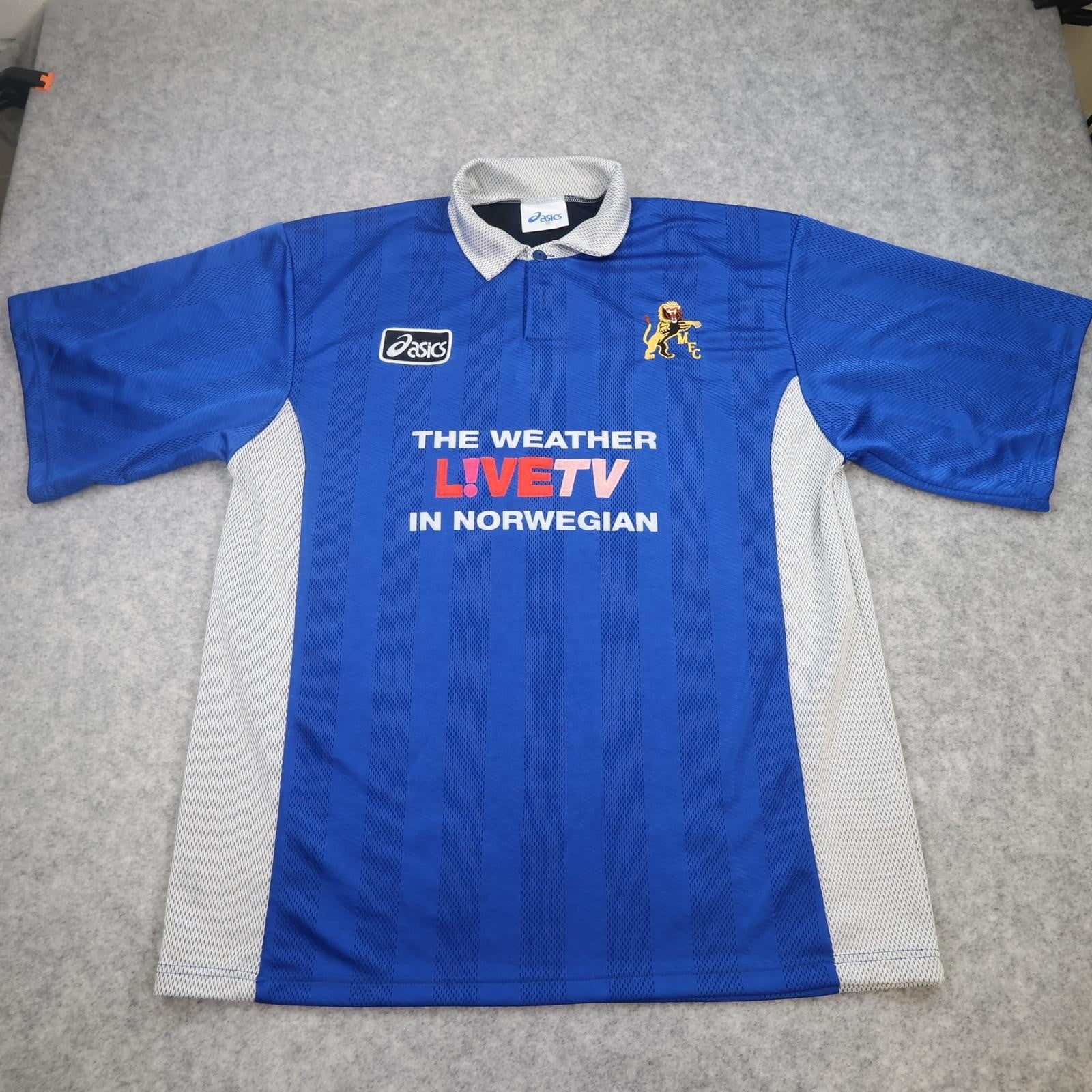 Vintage Millwall Shirt Mens 2XL Blue 1997 1999 Asics LIVETV Norwegian 90s Jersey