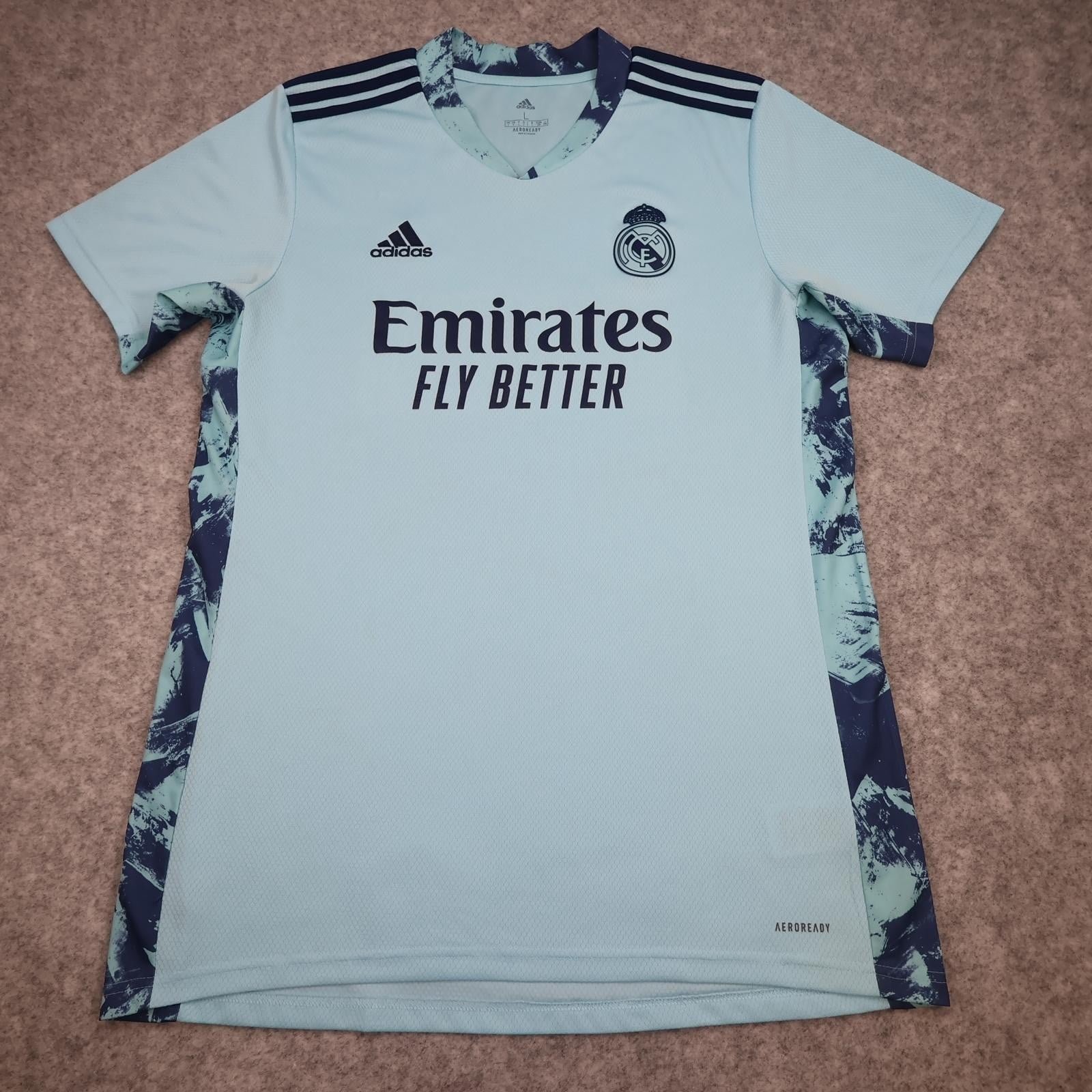 Real Madrid Goalkeeper Shirt Mens Large Blue 2020 2021 Football Adidas Emirates
