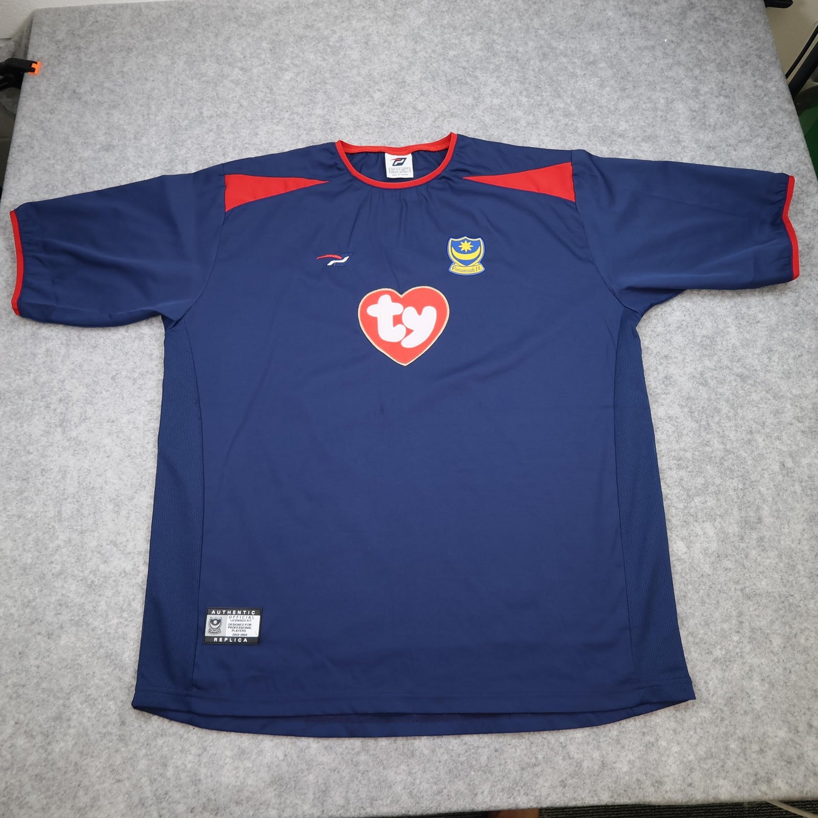 Vintage Portsmouth Shirt Mens XL Blue Away 2003 2004 Football Pompey Sport Ty