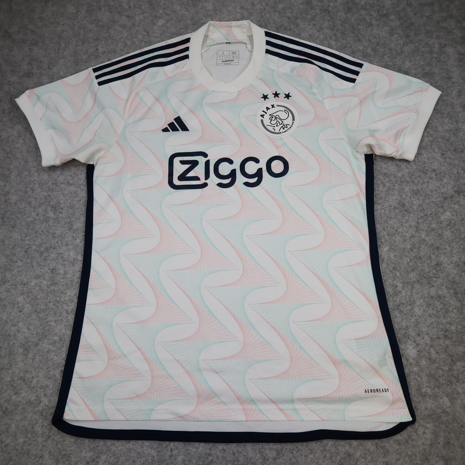 Ajax Shirt Mens Large White Away 2023 2024 Football Adidas Ziggo Soccer Jersey