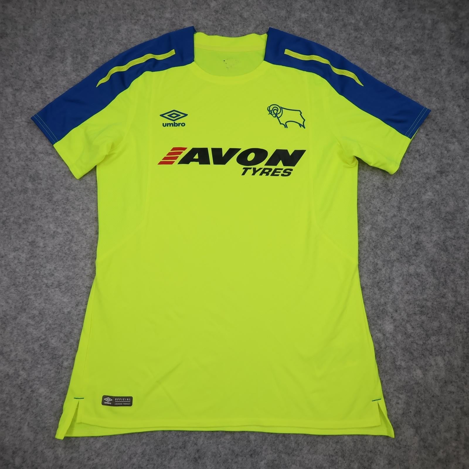 Derby County Shirt Mens Small Yellow Away Football Umbro 2017 2018 Jersey