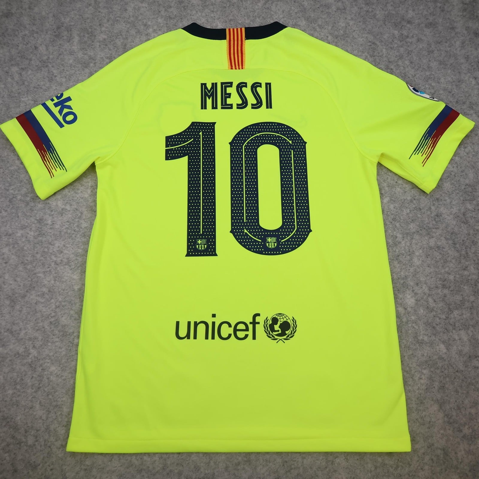 Barcelona Away Shirt Mens Medium Yellow 2018 2019 Football Nike Messi 10 Jersey