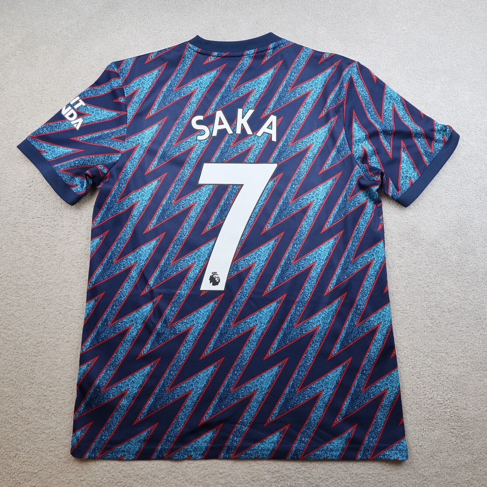 Arsenal Shirt Medium Blue Third Kit 2021 2022 Adidas Football Jersey Saka 7