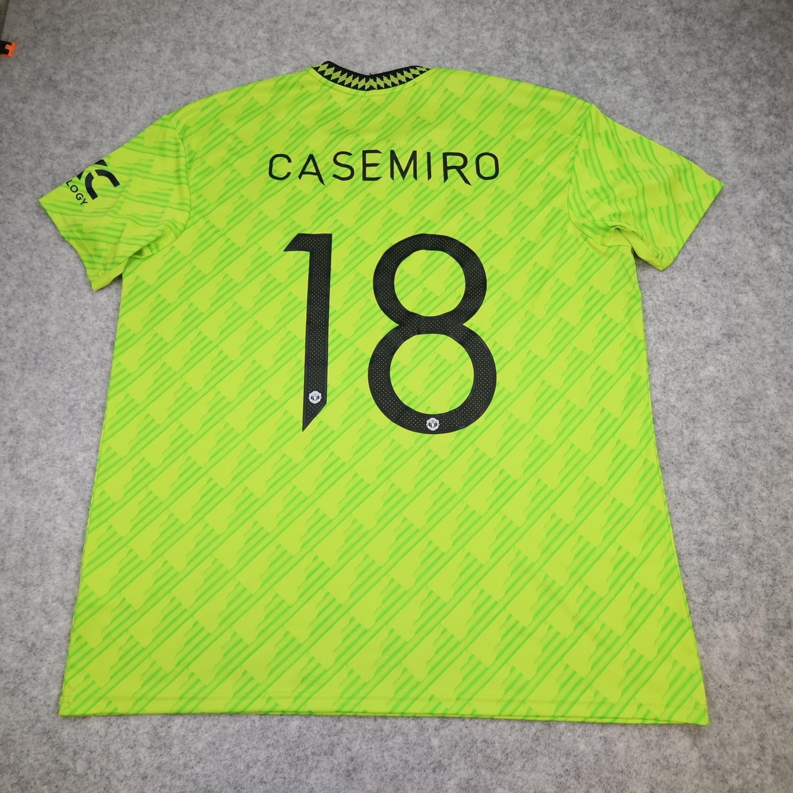 Manchester United Shirt Mens 2XL Green 3rd Kit 2022 2023 Adidas Casemiro 18