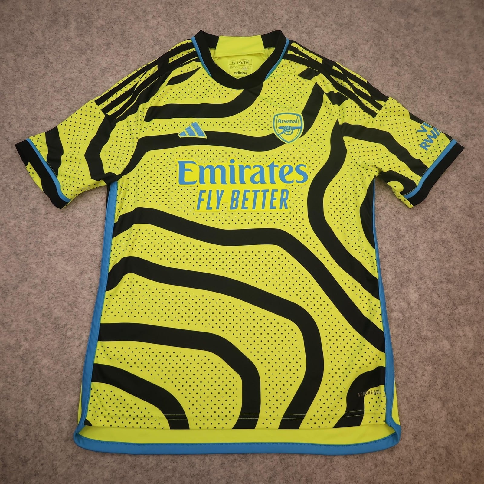 Arsenal Away Shirt Kids 15-16 Years Yellow 2023 2024 Football Adidas Jersey