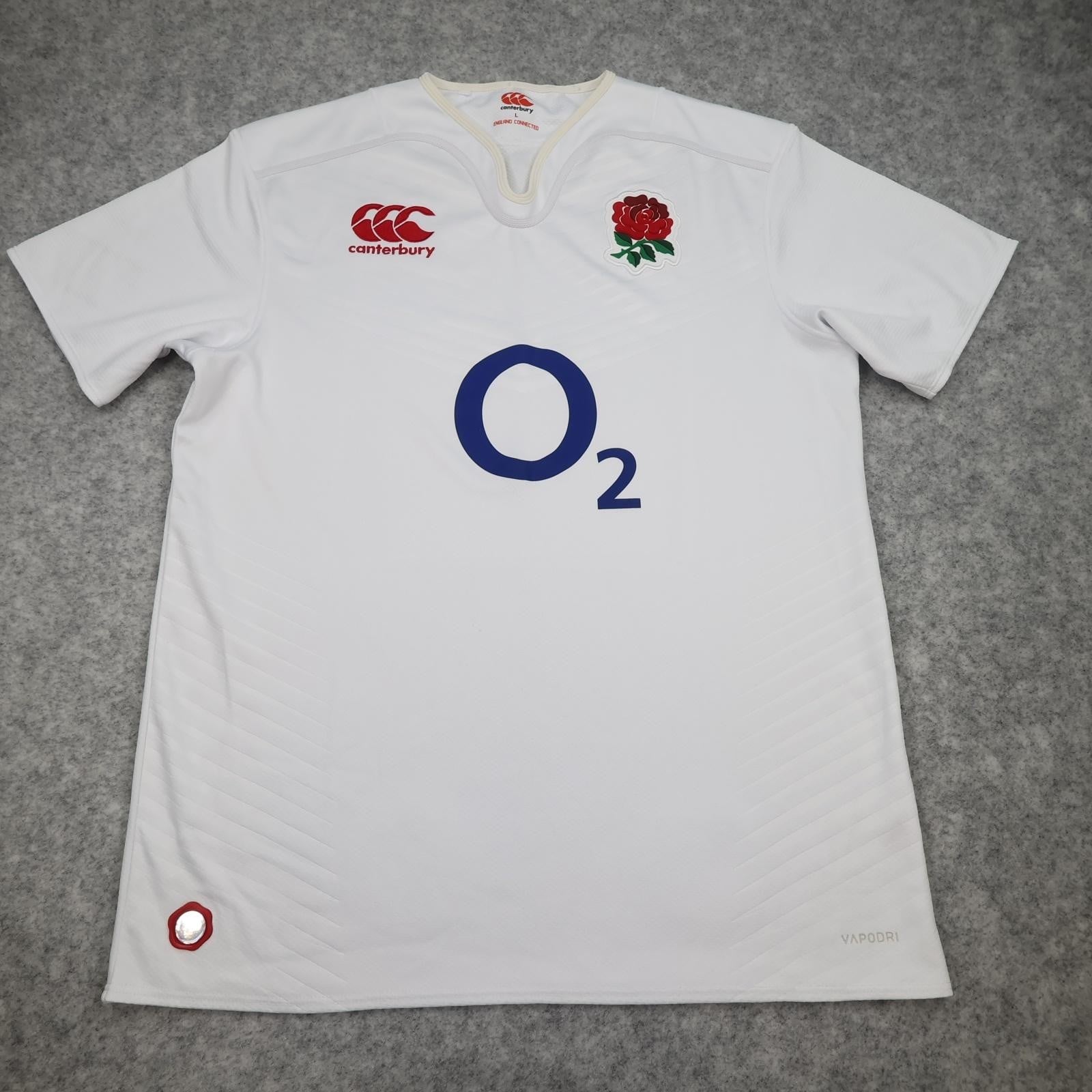 England Rugby Shirt Mens Large White Rugby Union Canterbury O2 Vapodri Jersey