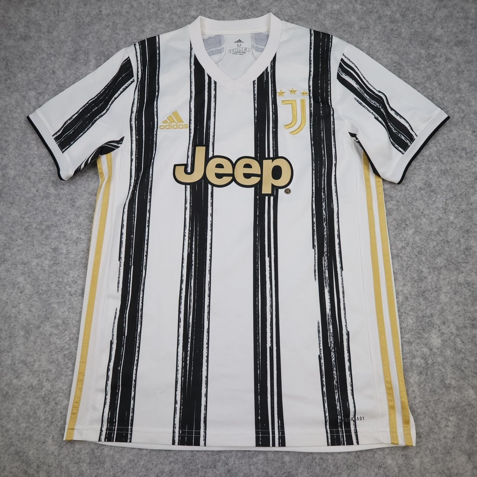 Juventus Shirt Mens Medium White Home 2020 2021 Adidas Jeep Soccer Jersey