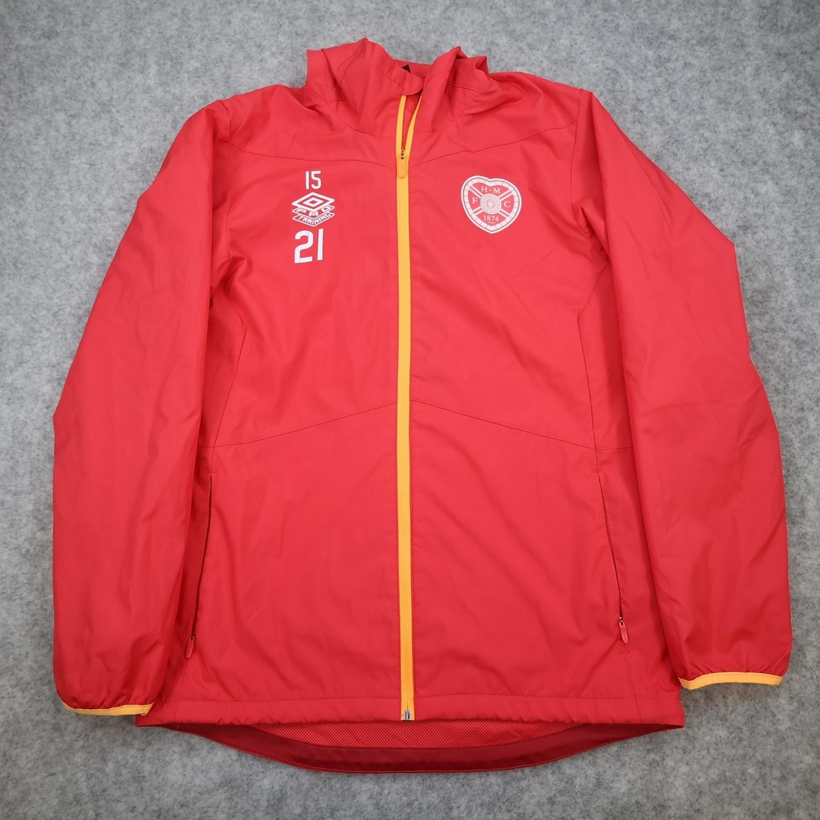 Heart Of Midlothian Jacket Mens Medium Red SPFL Football Umbro Hooded Training