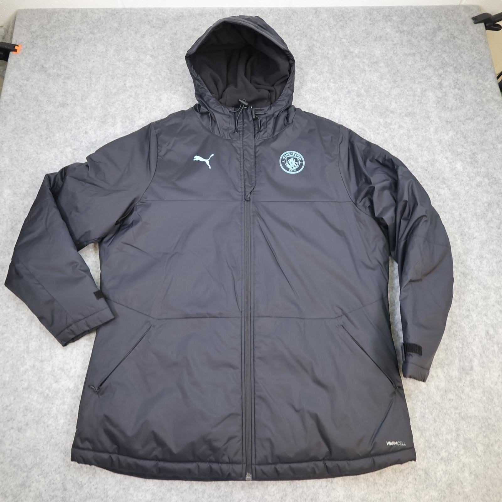 Manchester City Jacket Mens XL Black EPL Football Puma Hooded Raincell Coat
