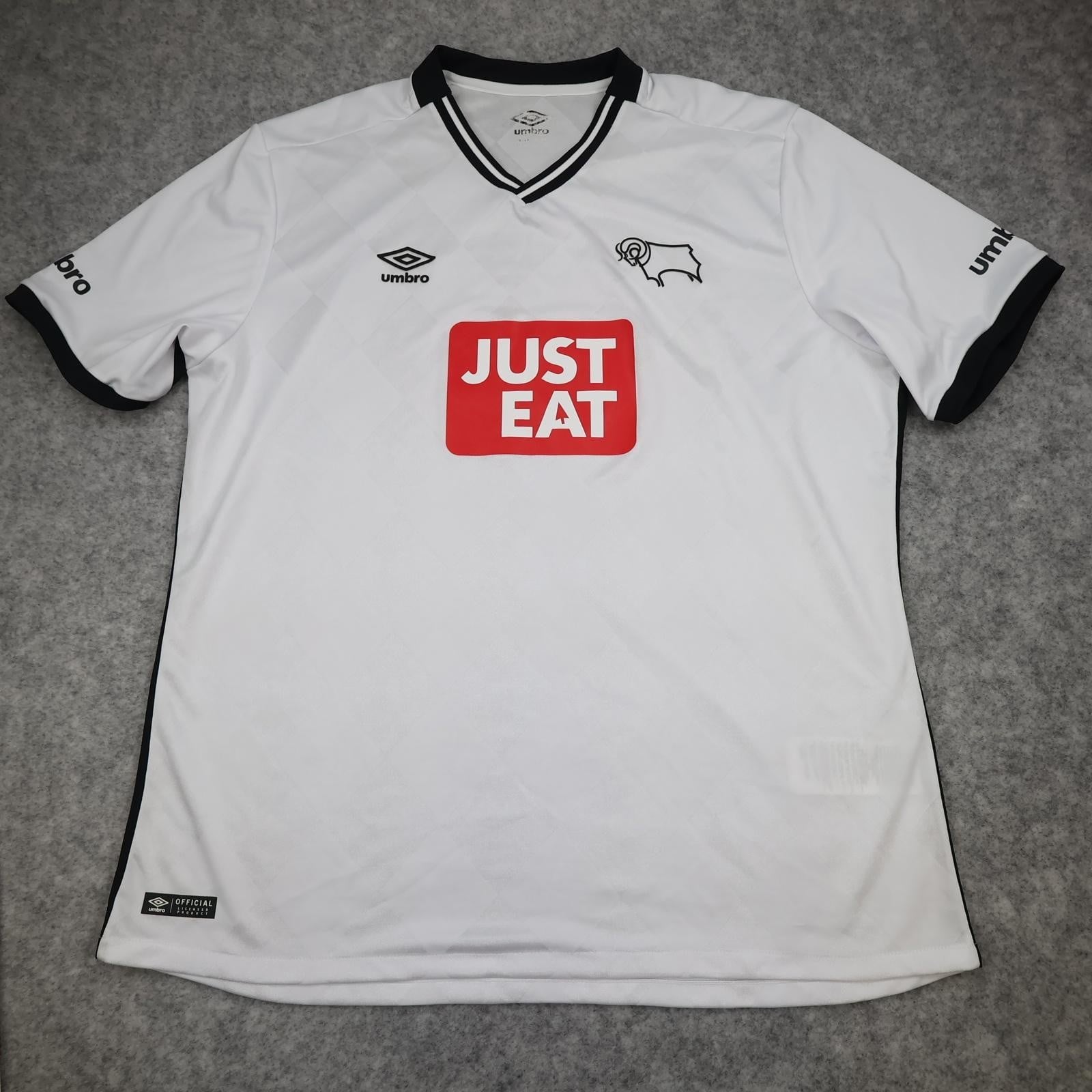 Derby County Shirt Mens Large White Home 2015 2016 EFL Umbro Just Eat Jersey
