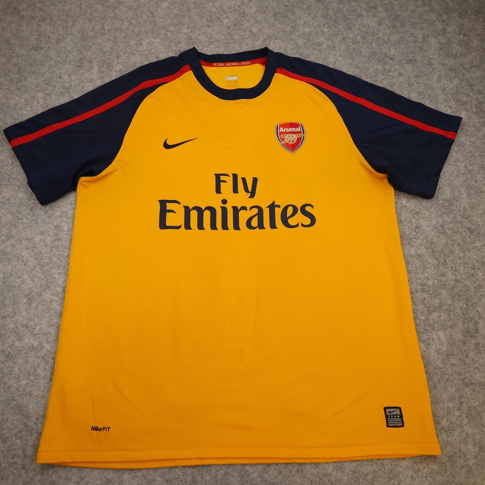 Arsenal Shirt Mens Extra Large Yellow Away 2008 2009 Football Nike Soccer Jersey