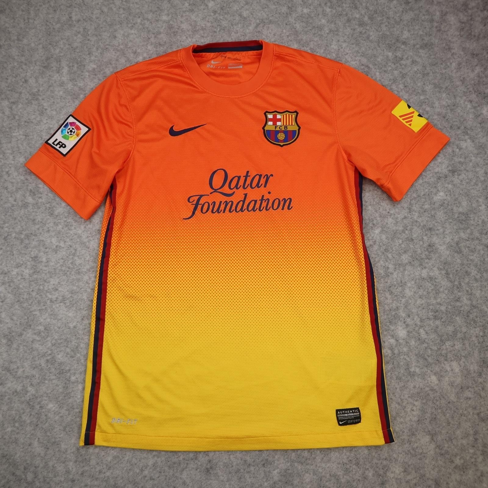 Barcelona Shirt Mens Small Orange Away 2012 2013 Football Nike Qatar Foundation