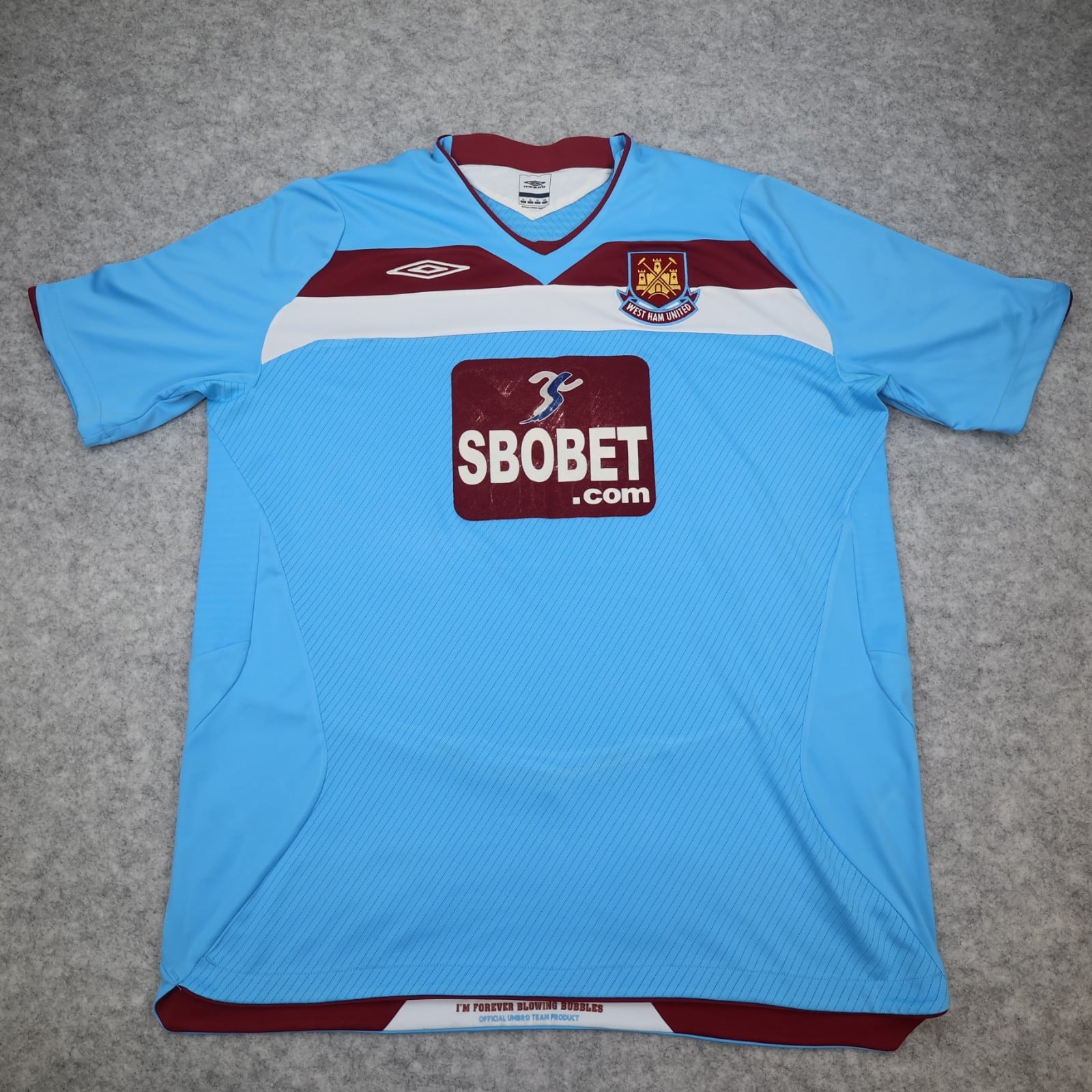 West Ham Shirt Extra Large Blue 2008 2009 Umbro Away Shirt Soccer Jersey