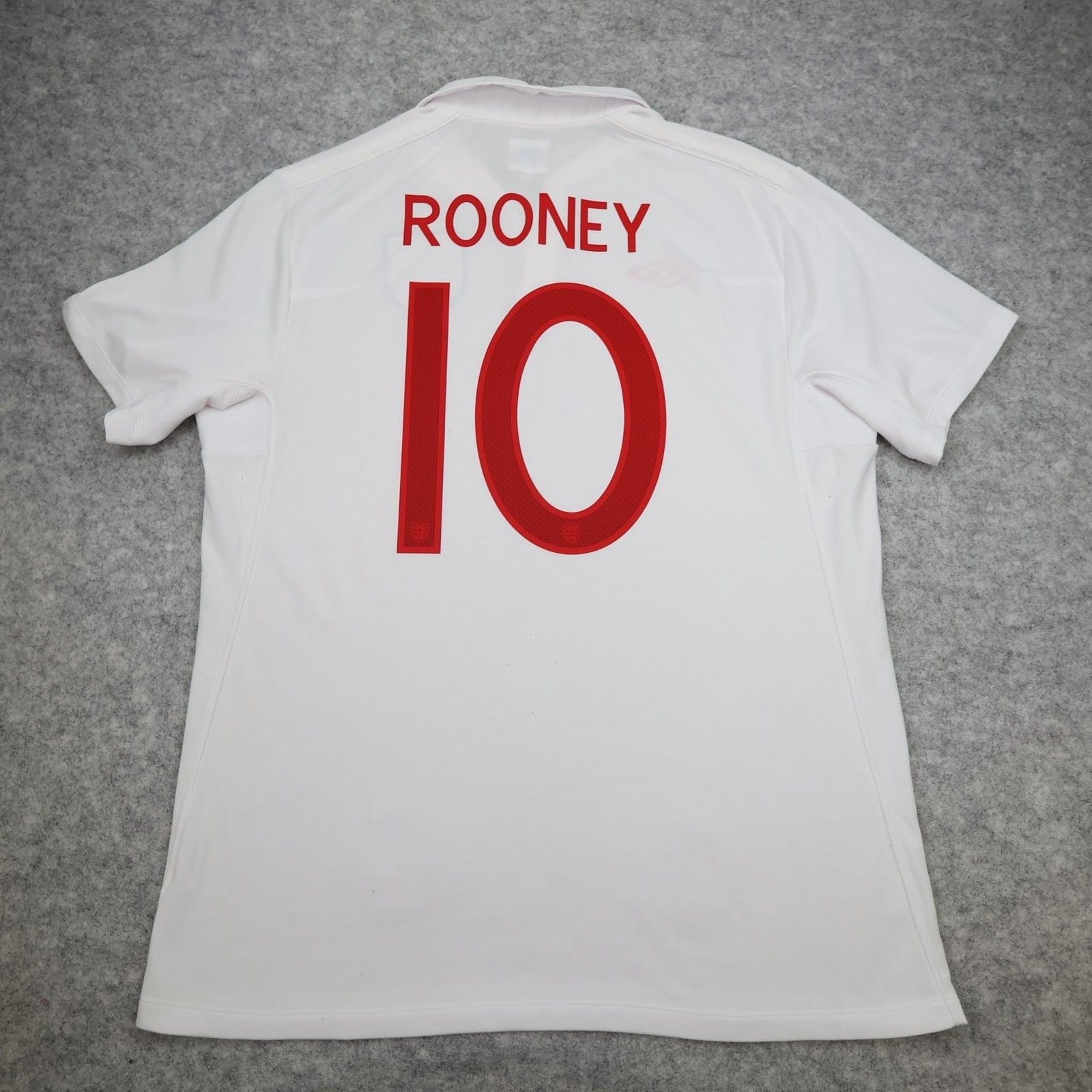 England Football Shirt Large White Home Kit Umbro 2009 2010 44 Wayne Rooney