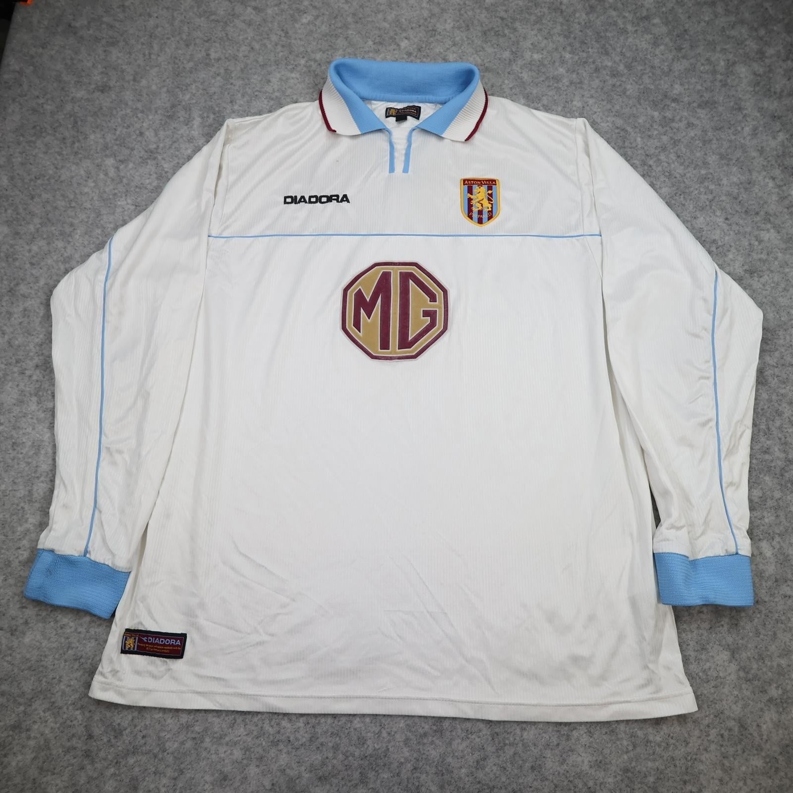 Vintage Aston Villa Shirt Mens XL White Away 2002 2003 Diadora MG Jersey