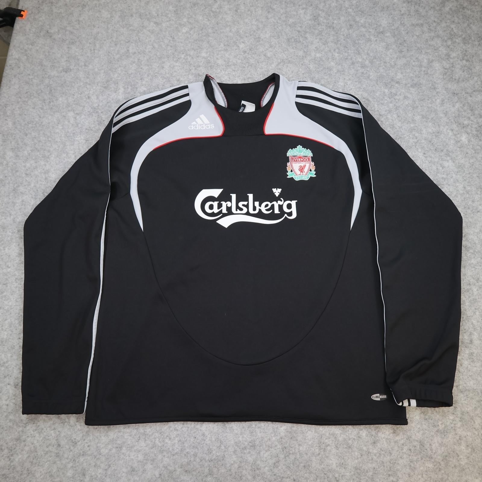 Liverpool Drill Top Mens Large Black Training Adidas Carlsberg 2008 2009