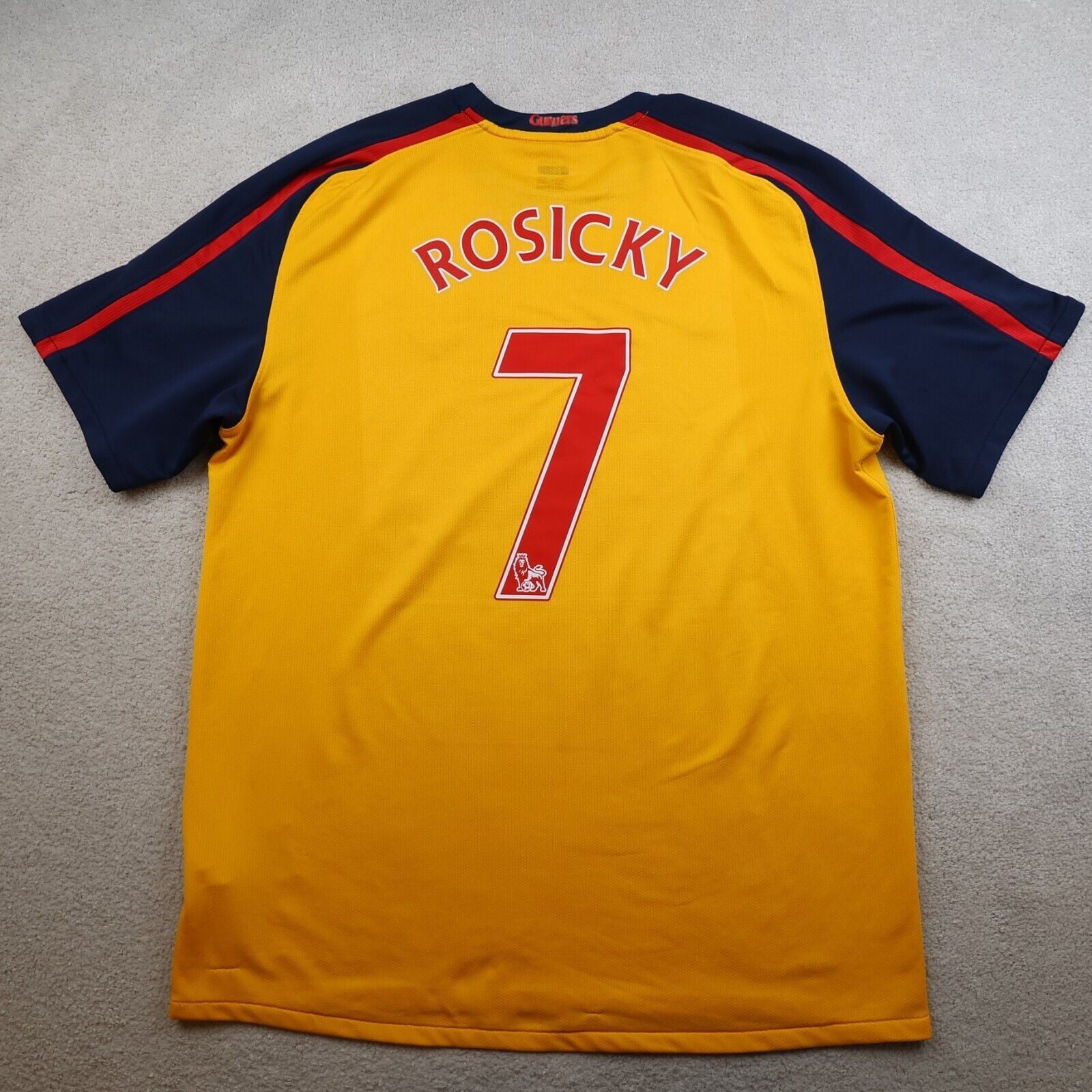 Arsenal Shirt Large Yellow Away Kit 2008 2009 Nike Soccer Jersey Tomas Rosicky 7